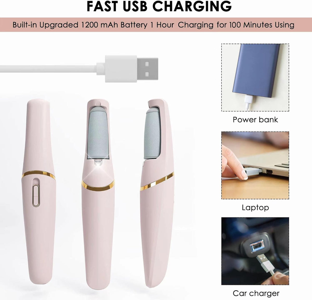 Electric Pedicure Foot File Callus Remover Rechargeable Foot Scrubber product image 9