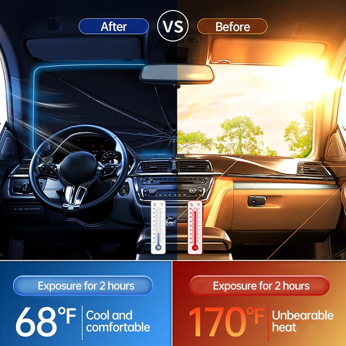 Foldable Windshield Sun Shade Umbrella for Cars product image 7
