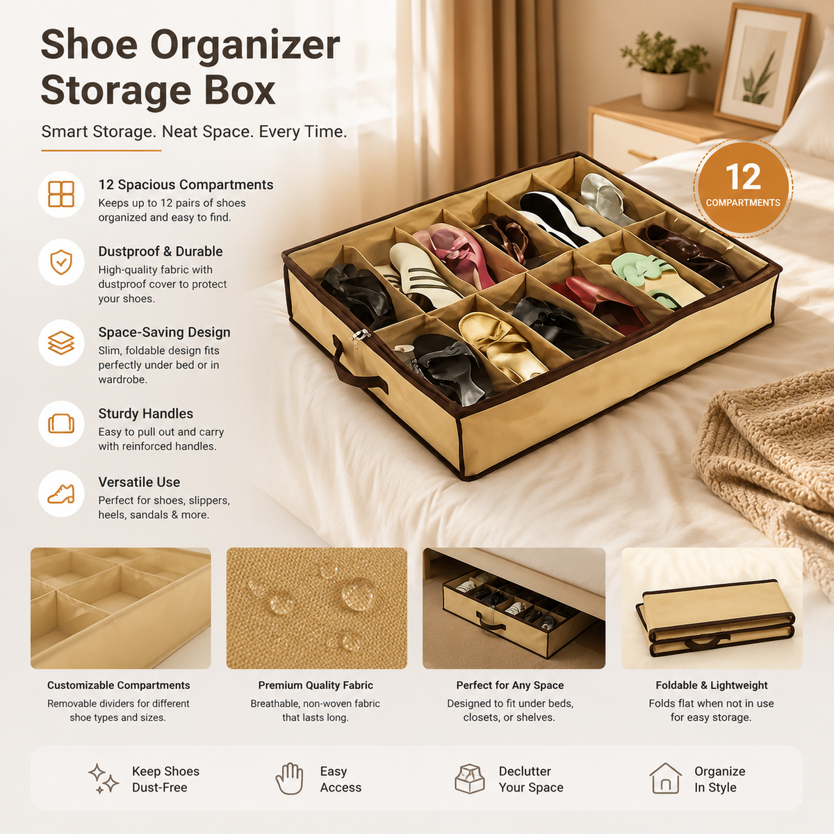 Set of 12 Stackable Shoe Storage Boxes with Transparent Front Cover product image 2