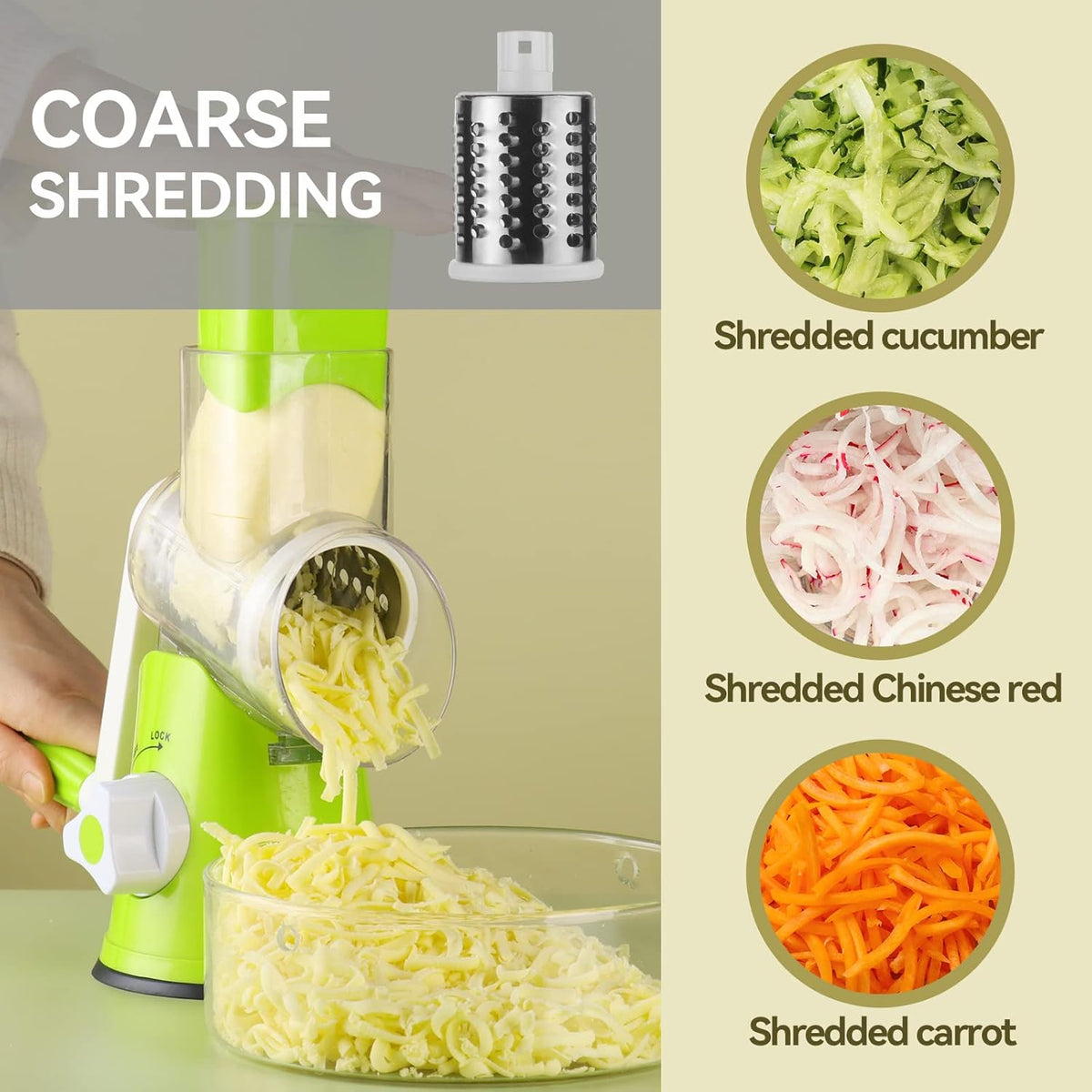 3-in-1 Rotary Cheese Grater and Vegetable Slicer product image 4