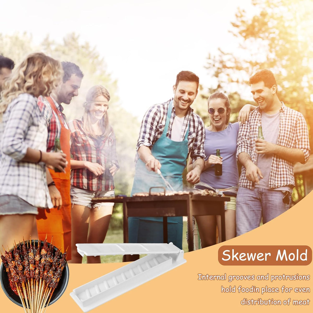 Manual Kebab Maker Skewer Press Mold for Long Skewers product image 8