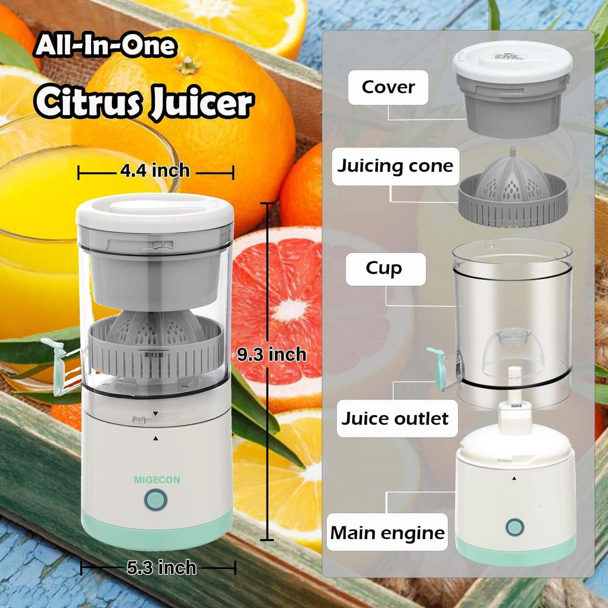 Portable Electric Citrus Juicer USB Rechargeable Wireless Orange product image 5