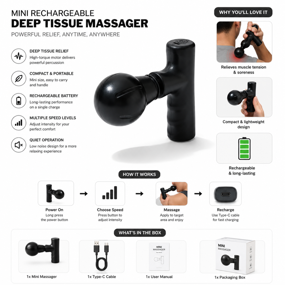 Mini Rechargeable Deep Tissue Massager product image 3