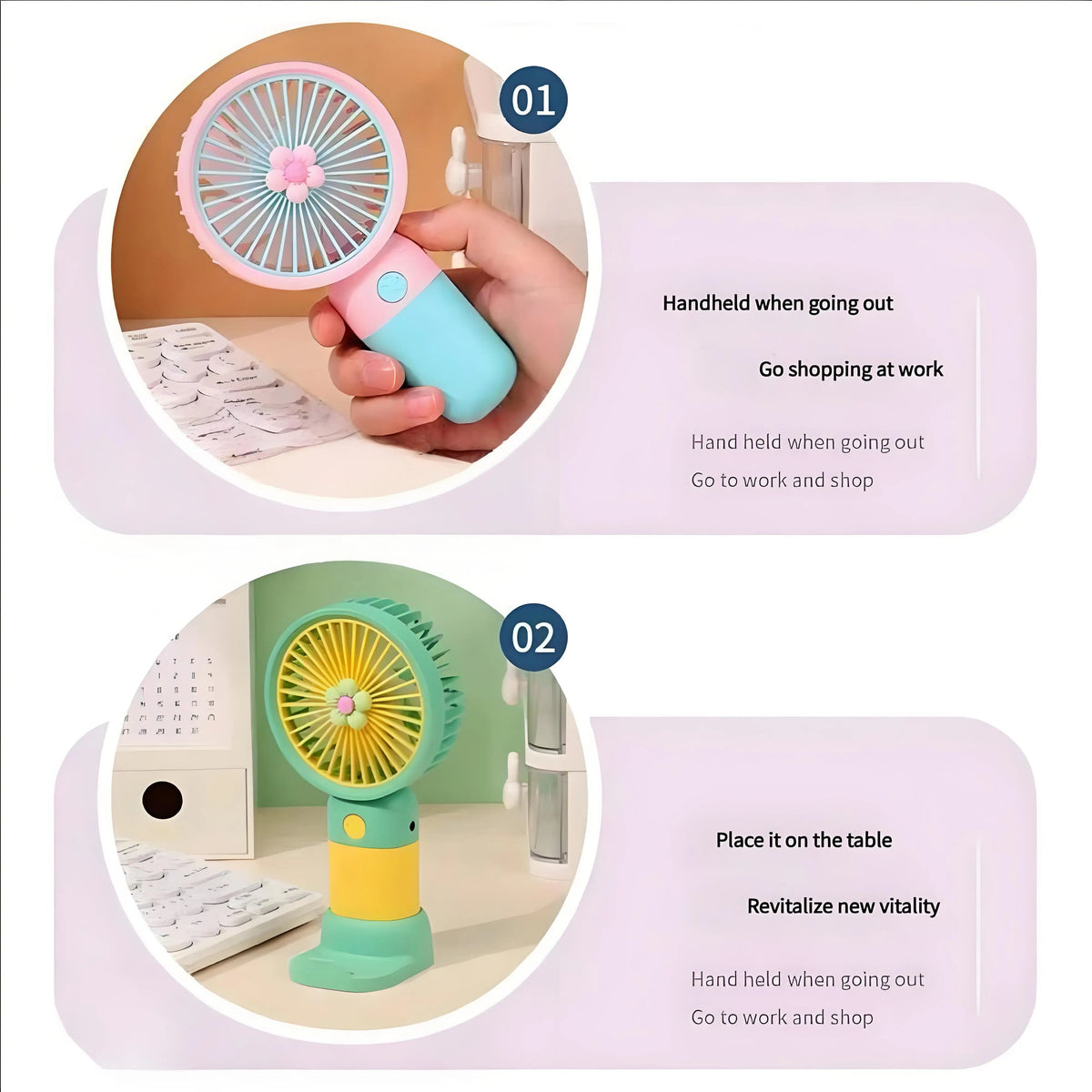 Portable Rechargeable Mini Table Fan for Home & Office product image 2