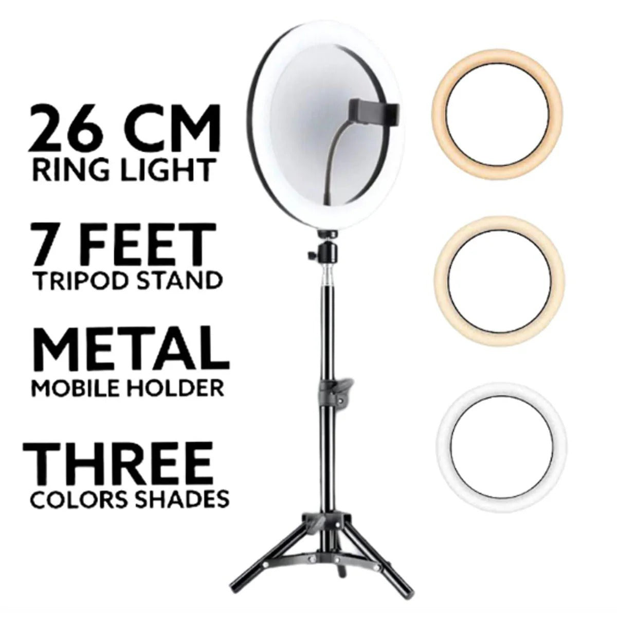 26cm LED Selfie Ring Light with Adjustable Tripod Stand product image 5