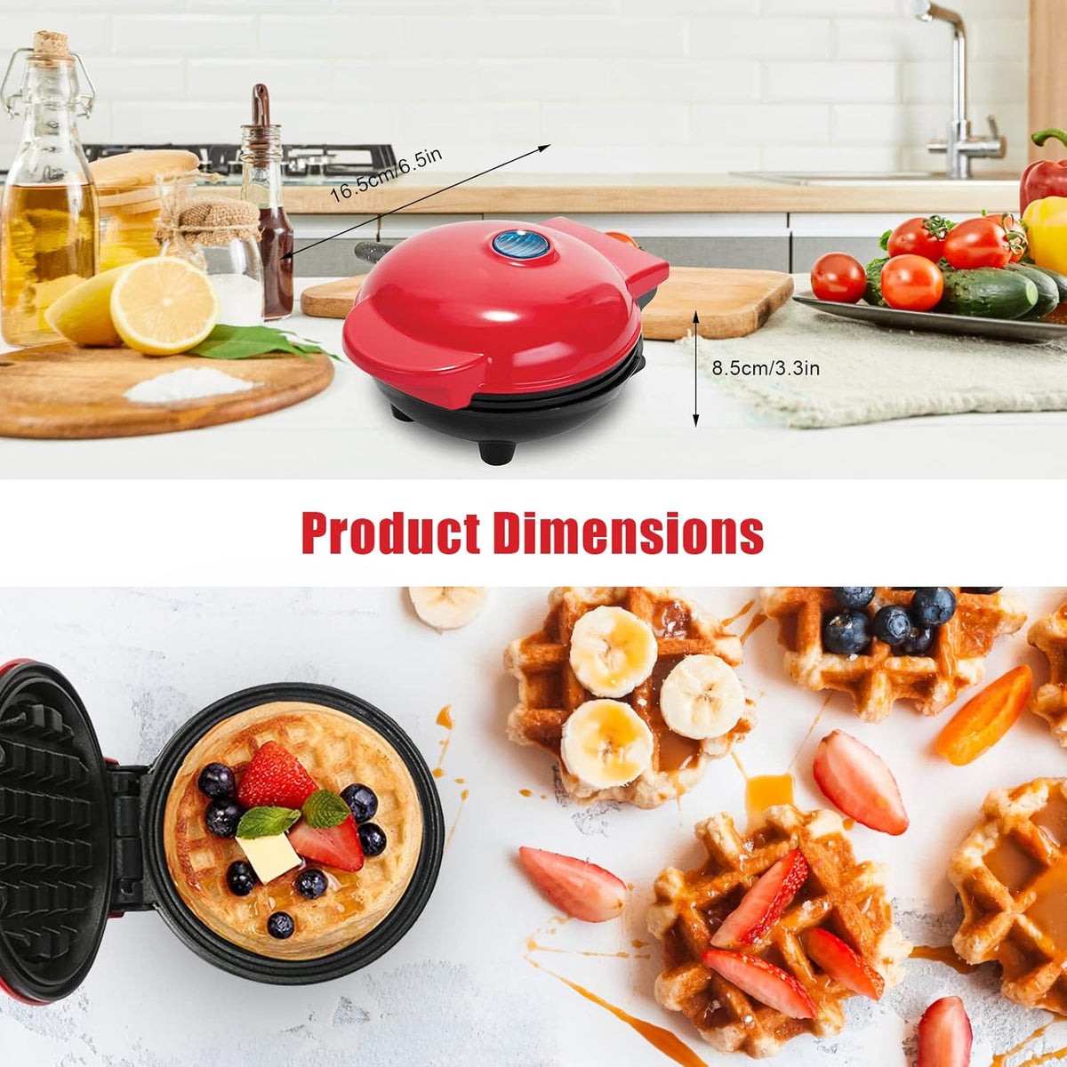 Mini Waffle Maker with Non-Stick Cooking Plates product image 9