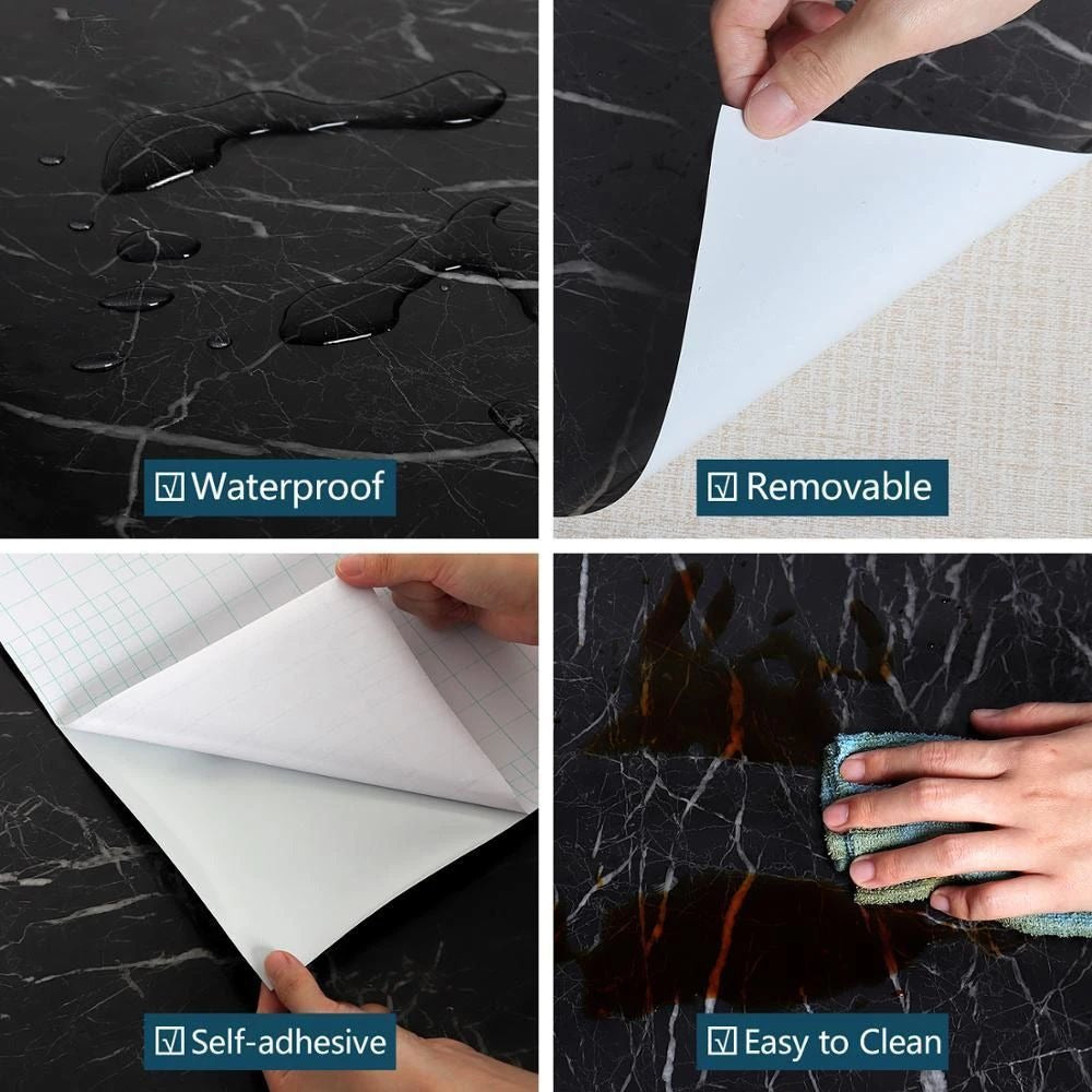 Self Adhesive Black Marble Wallpaper Roll product image 8