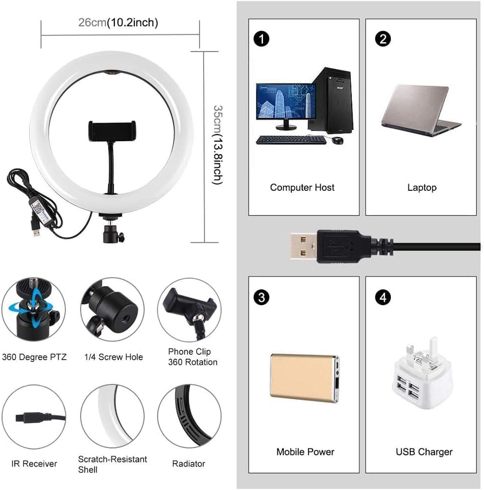 26cm LED Selfie Ring Light with Adjustable Tripod Stand product image 4