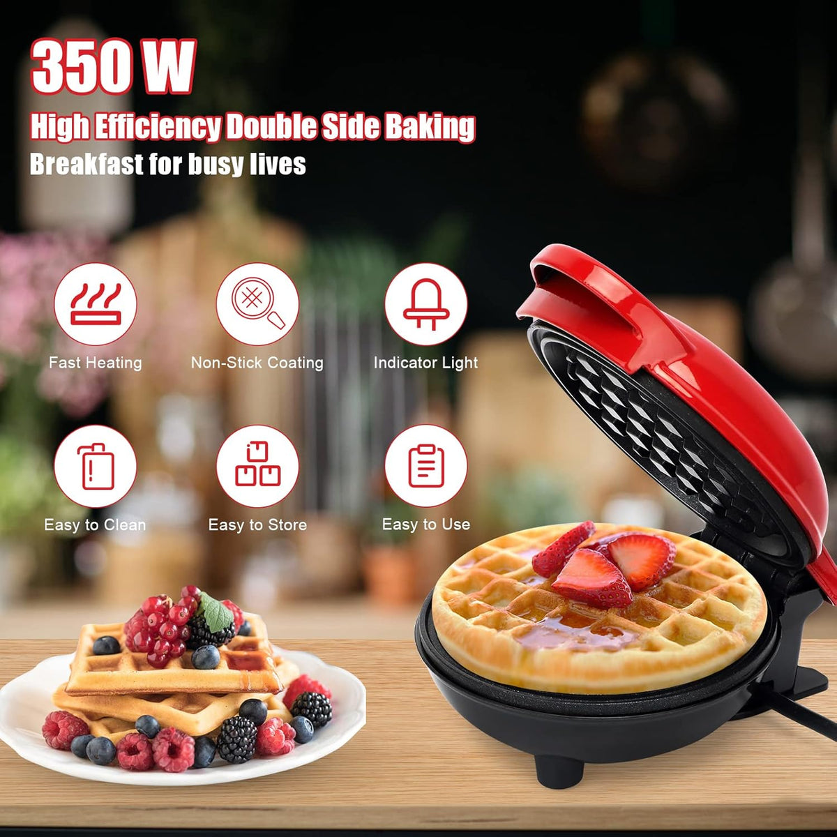 Mini Waffle Maker with Non-Stick Cooking Plates product image 6