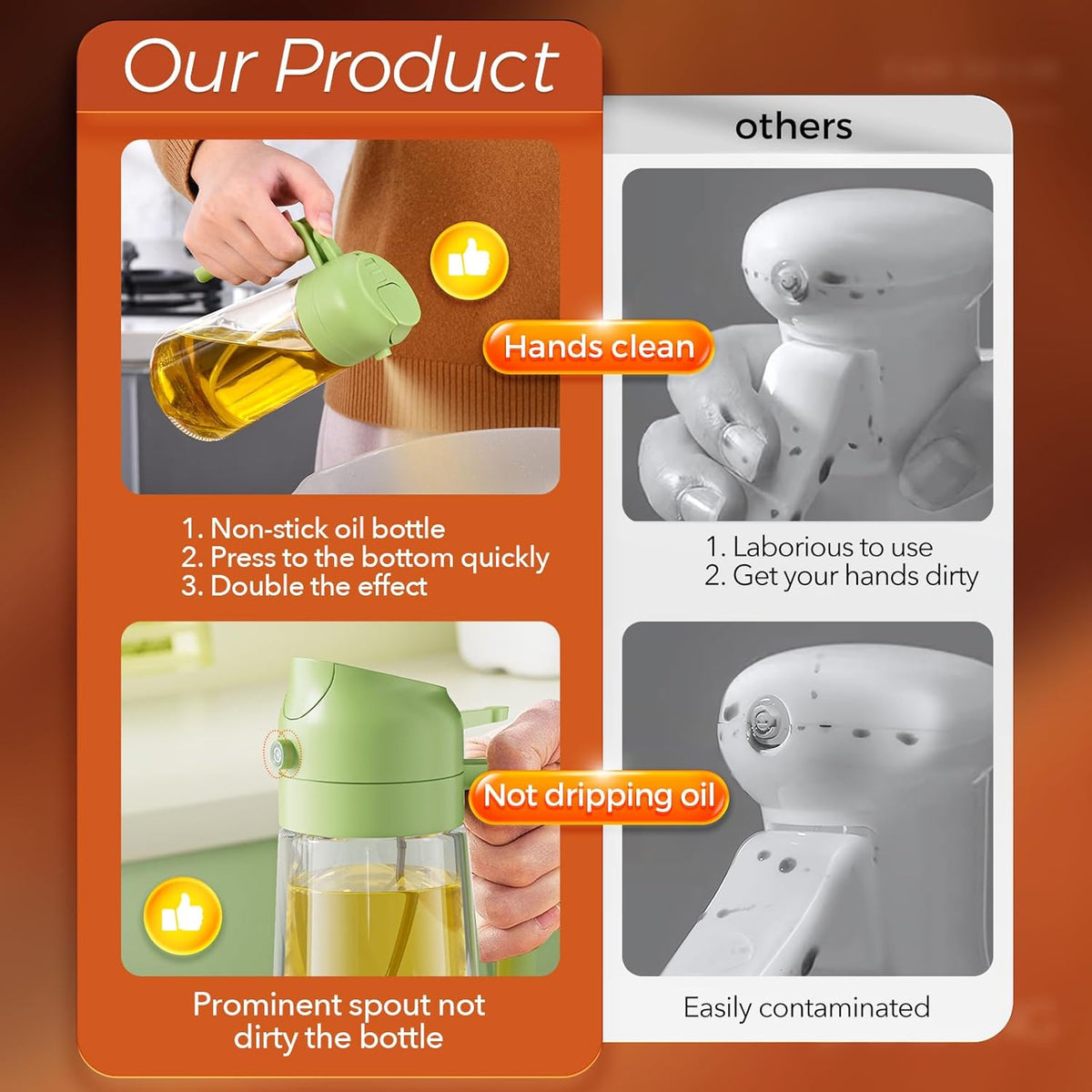 2-in-1 Oil Dispenser & Sprayer Bottle for Kitchen product image 7