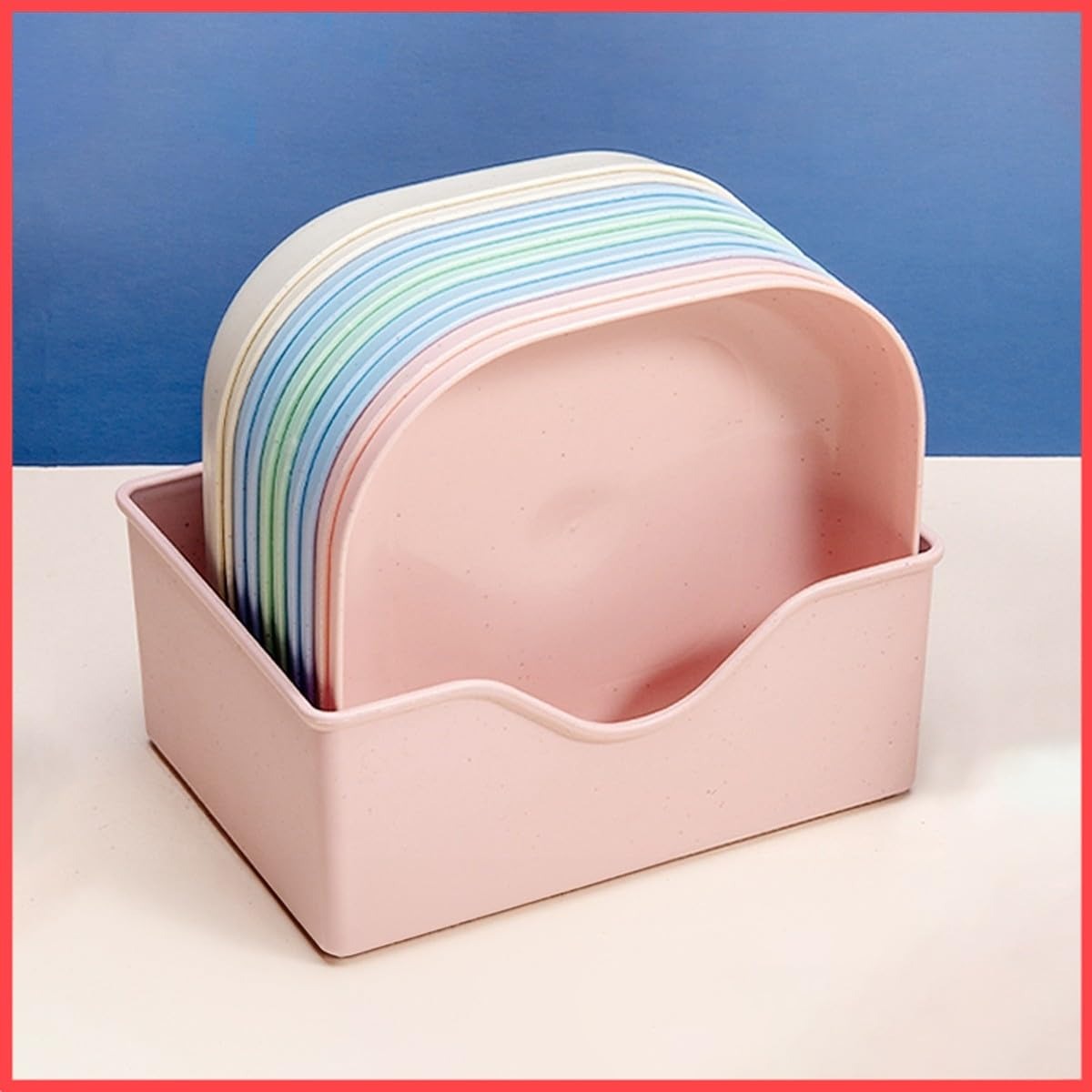 Square Plastic Dinner Plate Set with Storage Stand product image 3