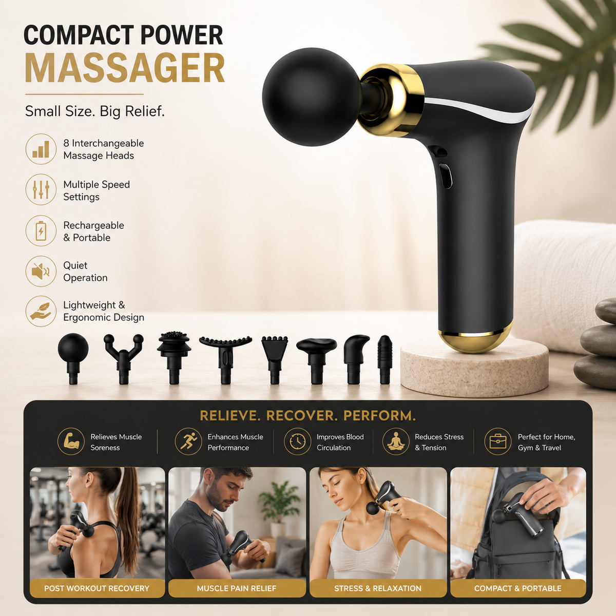 Deep Tissue Massage Gun with Brushless Motor, Type-C Fast Charging product image 5