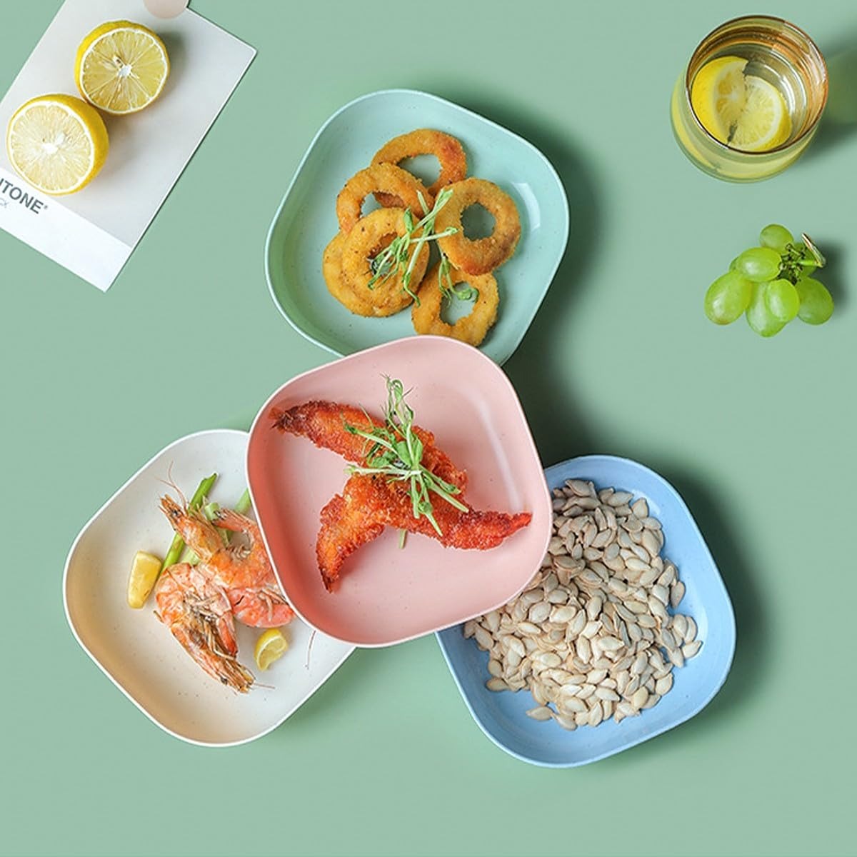 Square Plastic Dinner Plate Set with Storage Stand product image 4
