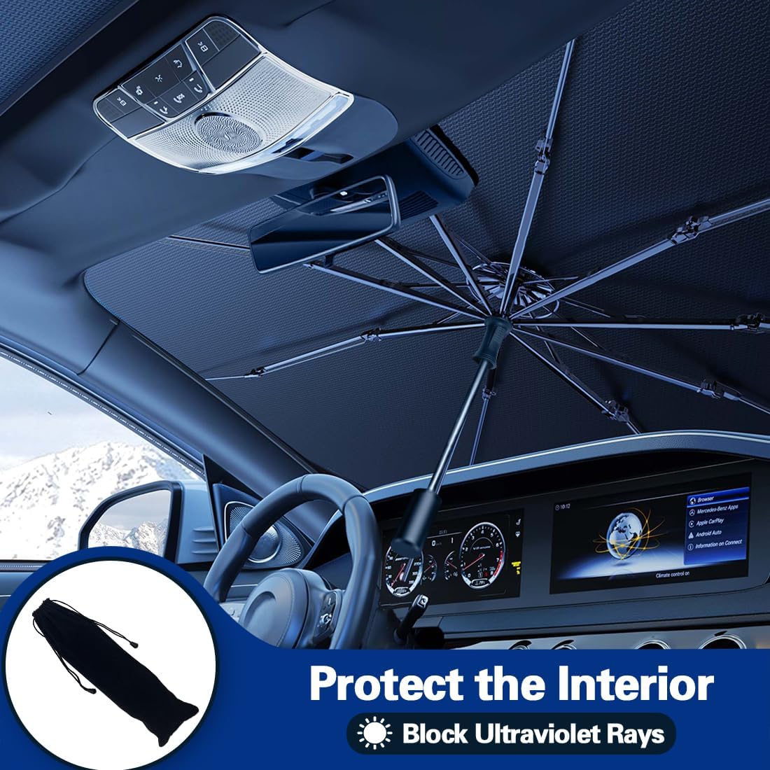Foldable Windshield Sun Shade Umbrella for Cars product image 6