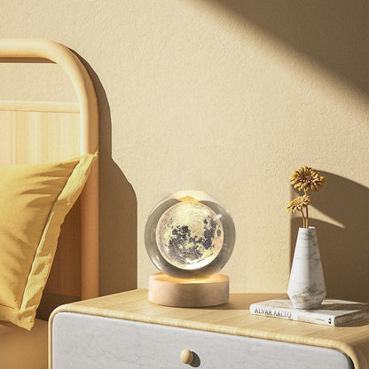 3D Crystal Ball Moon Lamp with Wooden LED Base product image 9