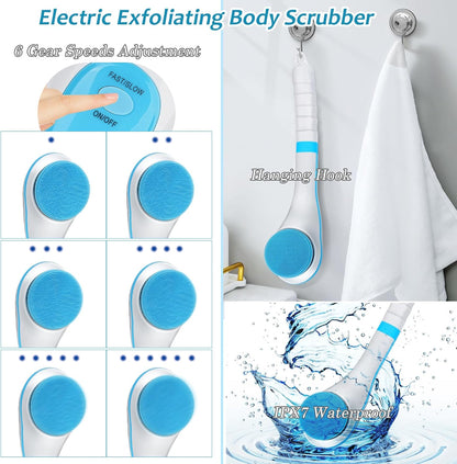 Electric Body Brush with Long Handle, Rechargeable Shower Back Scrubber product image 5