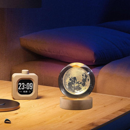 3D Crystal Ball Moon Lamp with Wooden LED Base product image 7