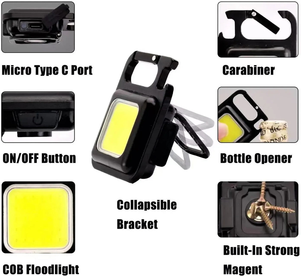 COB LED Rechargeable Keychain Flashlight 800 Lumens product image 6