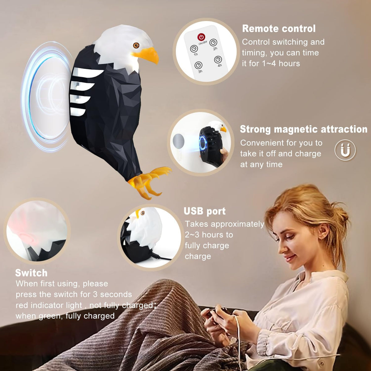 Eagle Shaped LED Wall Light with Remote Control product image 3
