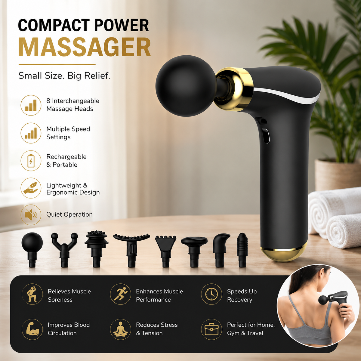 Deep Tissue Massage Gun with Brushless Motor, Type-C Fast Charging product image 4