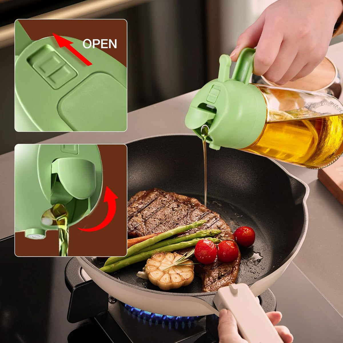2-in-1 Oil Dispenser & Sprayer Bottle for Kitchen product image 8
