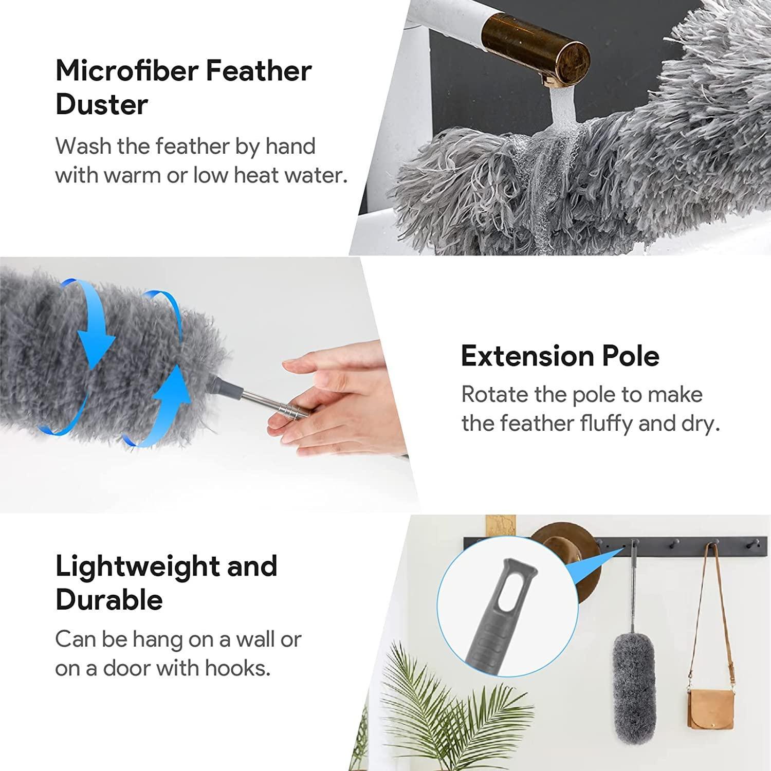 Microfiber Duster for Cleaning with Telescoping Extension Pole - Gadget 360