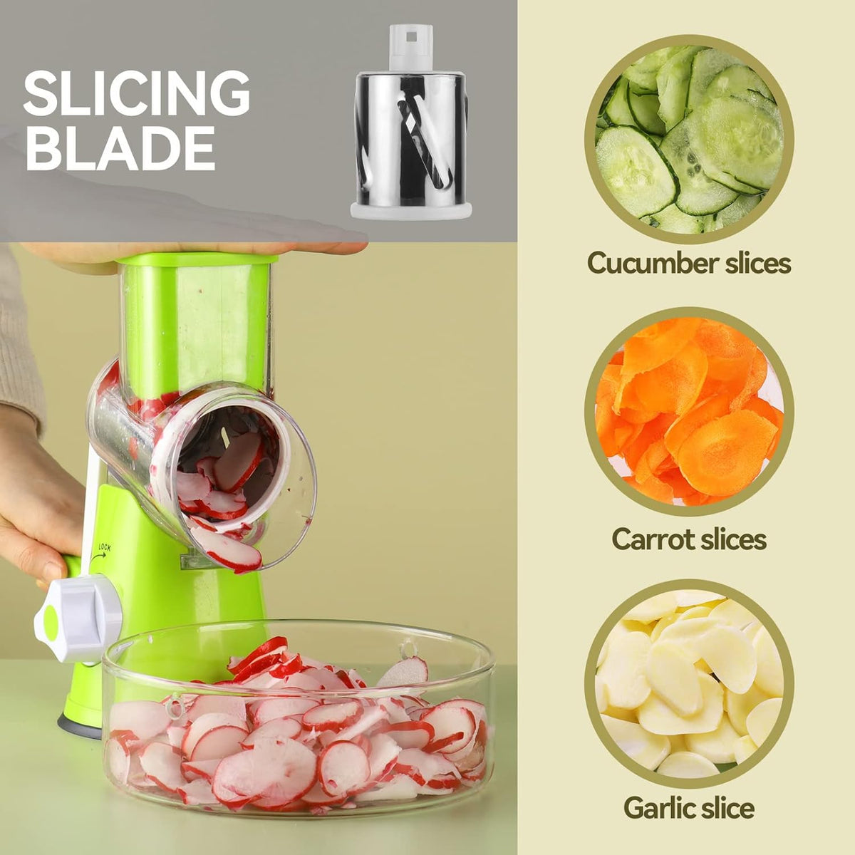 3-in-1 Rotary Cheese Grater and Vegetable Slicer product image 5