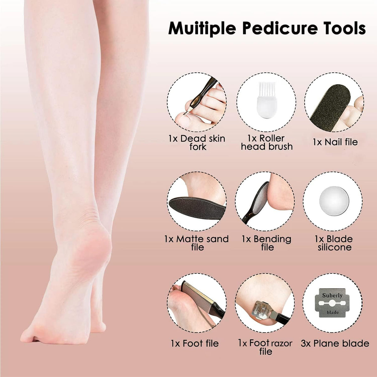 Electric Pedicure Foot File Callus Remover Rechargeable Foot Scrubber product image 4