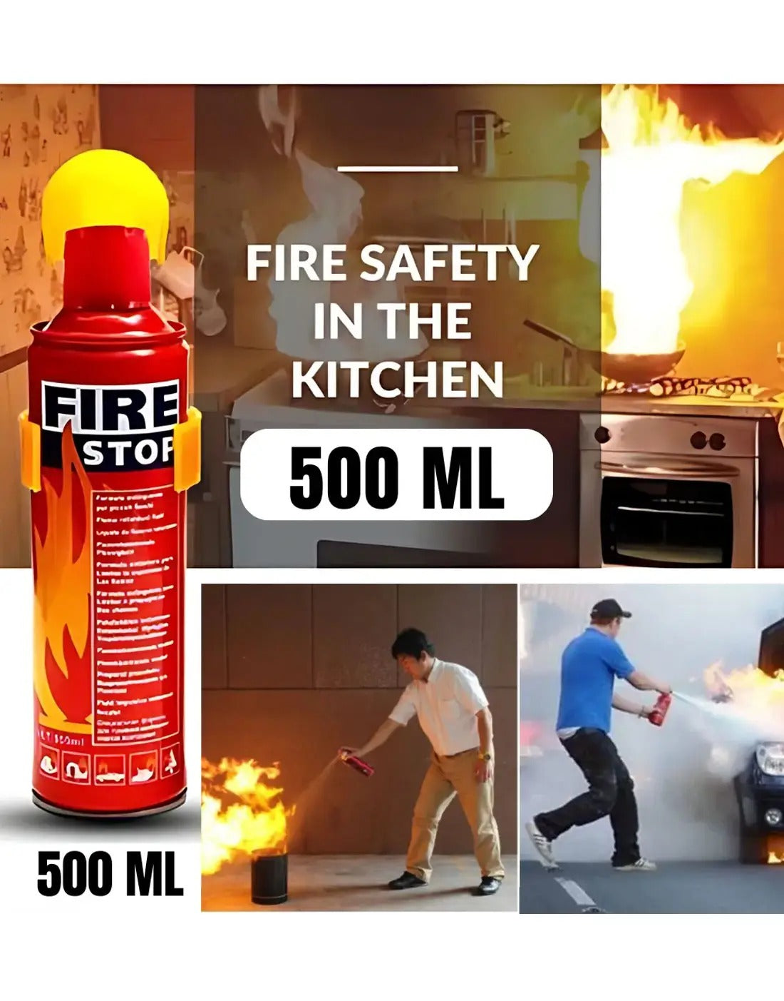 Portable Fire Safety Spray 500ml for Home, Office and Vehicle Use product image 5