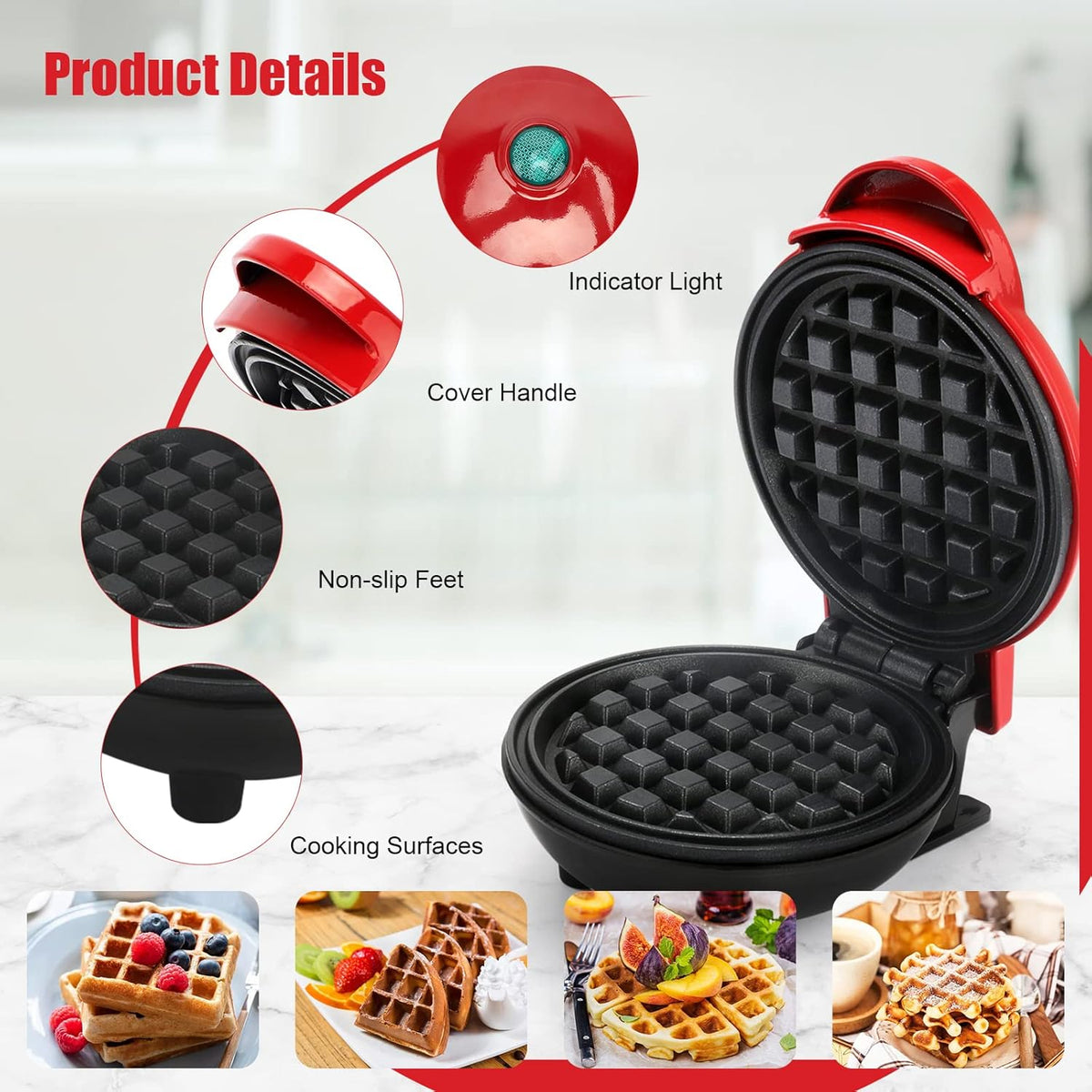 Mini Waffle Maker with Non-Stick Cooking Plates product image 7