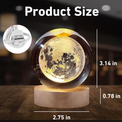 3D Crystal Ball Moon Lamp with Wooden LED Base product image 8