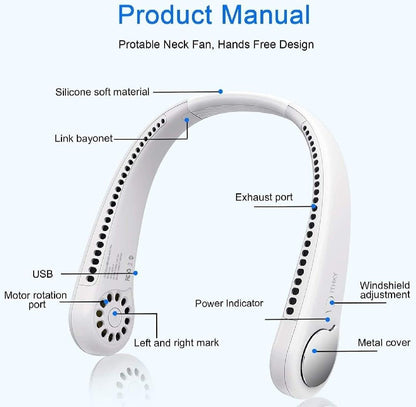 Portable Bladeless Neck Fan, Hands-Free Rechargeable Wearable Personal Fan product image 4