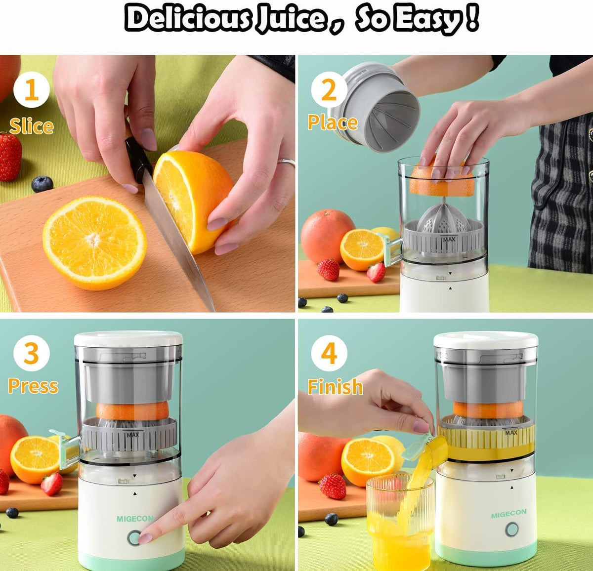 Portable Electric Citrus Juicer USB Rechargeable Wireless Orange product image 7
